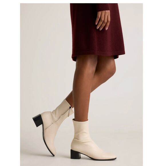 New! Quince Women's Italian leather Stretch Sock Bootie Bone Sz 6 MSRP $169 #16 - Picture 2 of 9